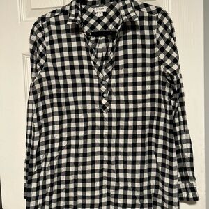J.Crew Black & White Gingham Cotton Popover Tunic Shirt - Size M